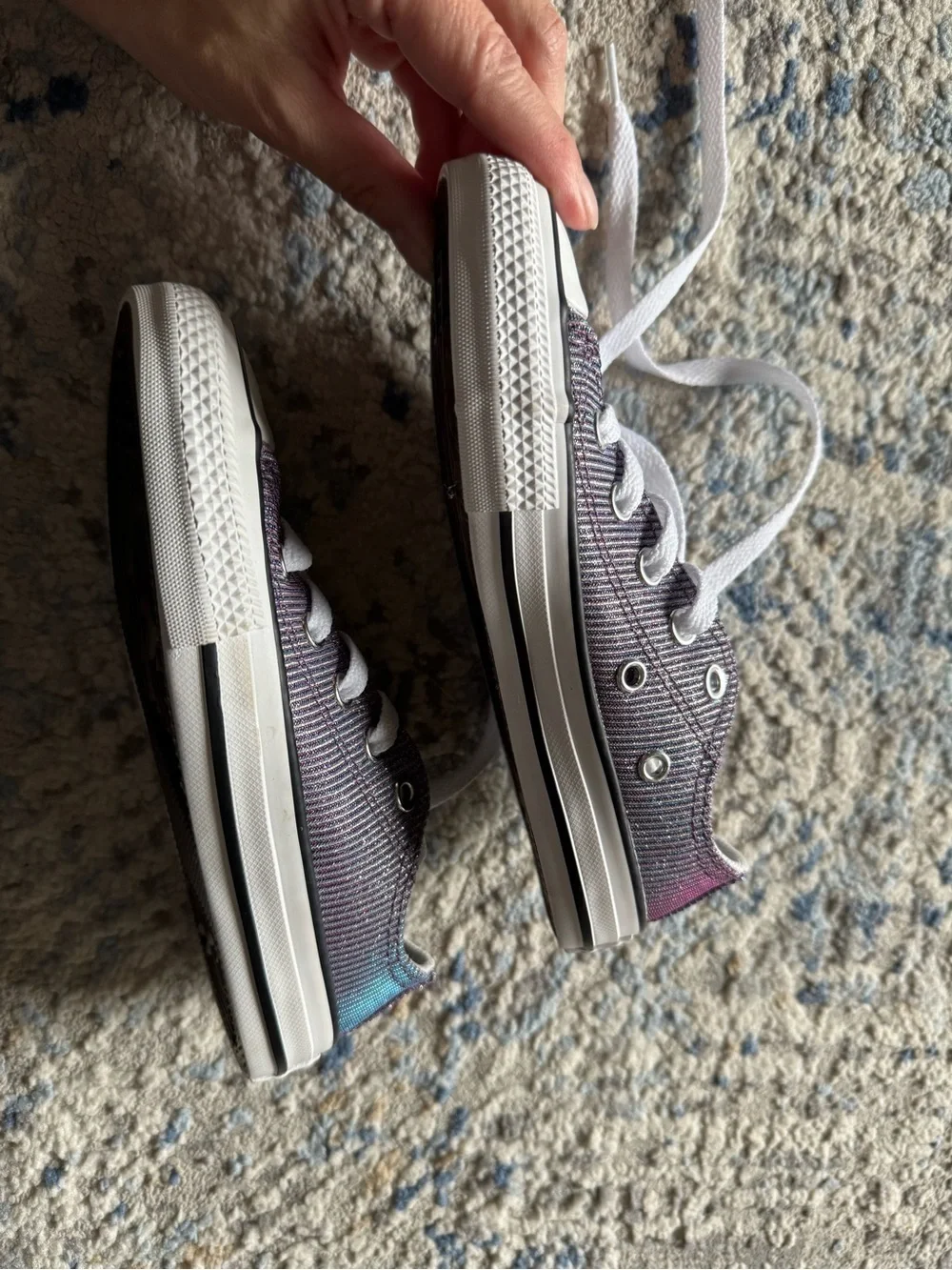 Converse Low-Top Canvas Sneakers in Metallic Purple, NWOT